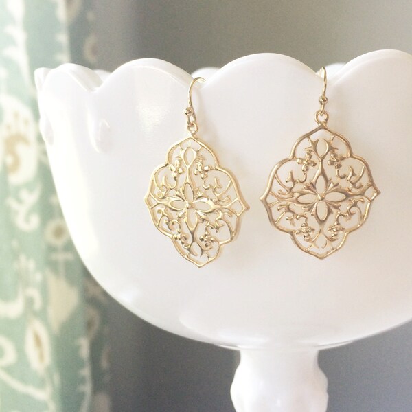 Floral Filigree Earrings - Gold main image 1