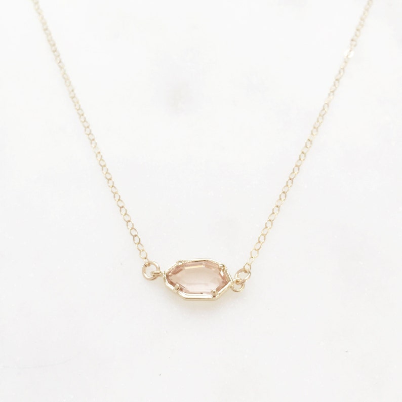 CORA Dainty Gold Stone Necklace Glass Stone Necklace Tiny Stone Necklace Dainty Gold Necklace Gold Fill Necklace image 3