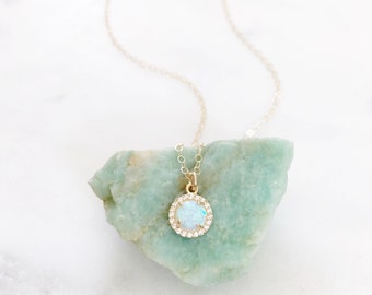 White Opal Necklace, Opal Pendant Necklace, Opal Necklace, Dainty Gold Necklace, October Birthstone, Gifts For Her, Boho Necklace, MIRA
