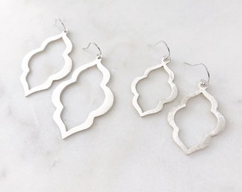 RIVER | Silver Keyhole Earrings | Silver Dangle Earrings | Silver Boho Earrings | Brushed Silver Moroccan Earrings | Silver Earrings