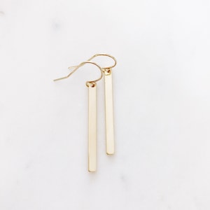 Bar Earrings, Gold Drop Earrings, Minimalist Earrings, Modern Earrings, Birthday Gifts for Her, Best Friend Gifts, LOGAN