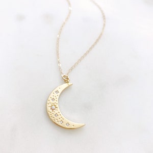 Crescent Moon Necklace, Moon Necklace, Opal Necklace, Celestial Jewelry, High School Graduation Gift for Her, ESTELLE image 2