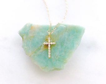 Cross Necklace, Dainty Gold Necklace, Baptism Gift