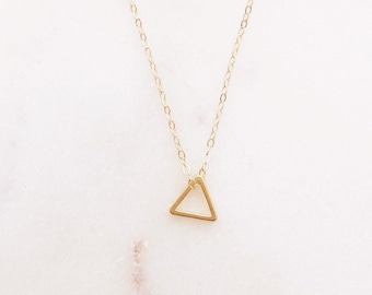Gold Triangle Necklace, Geometric Jewelry, Triangle Necklace, Simple Necklace, Dainty Gold Necklace, Simple Gold Necklace, Triangle TRINITY