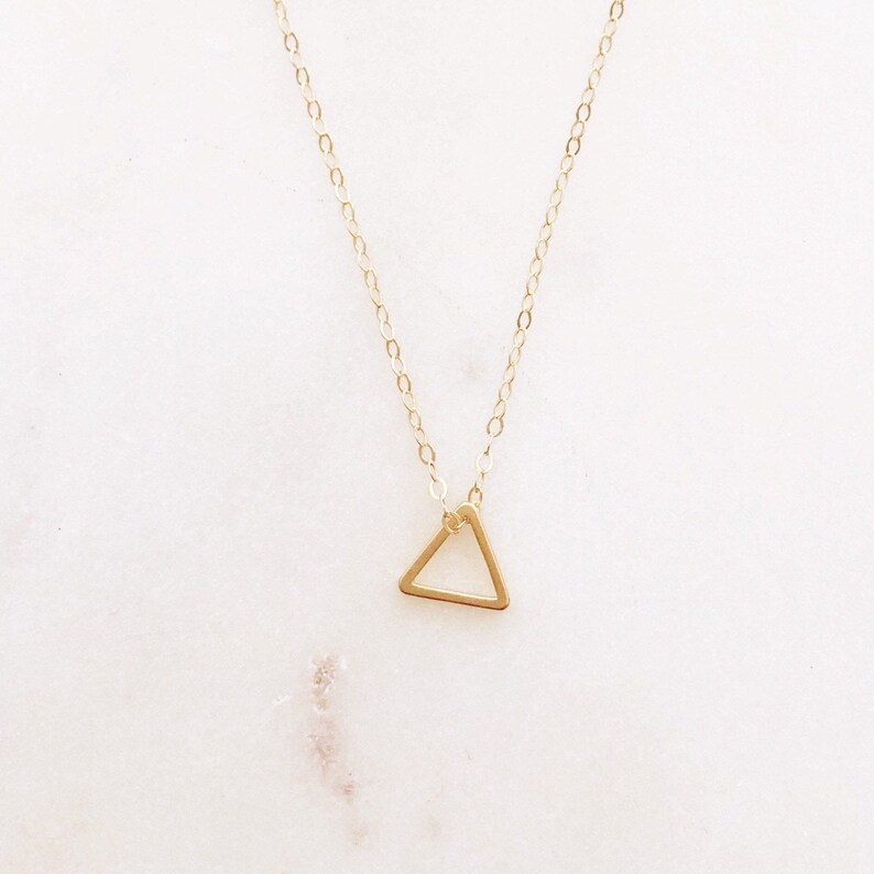Gold Triangle Necklace Geometric Jewelry Triangle Necklace Etsy