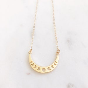 Moon Phase Necklace, Lunar Jewelry, Crescent Moon Necklace, Celestial Jewelry, Moon Necklace, Dainty Gold Necklace, Boho Necklace, LUNA image 5