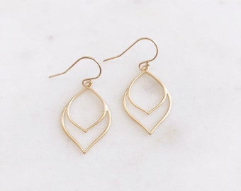 KINSLEY | Gold Boho Earrings | Dainty Gold Dangle Earrings | Gold Marquise Earrings | Gold Moroccan Earrings | Dainty Gold Bohemian Earrings