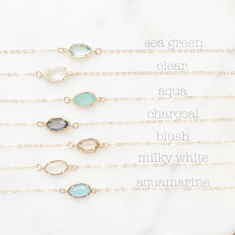 Stone Necklace Dainty Gold Necklace Bridesmaid Necklace Etsy