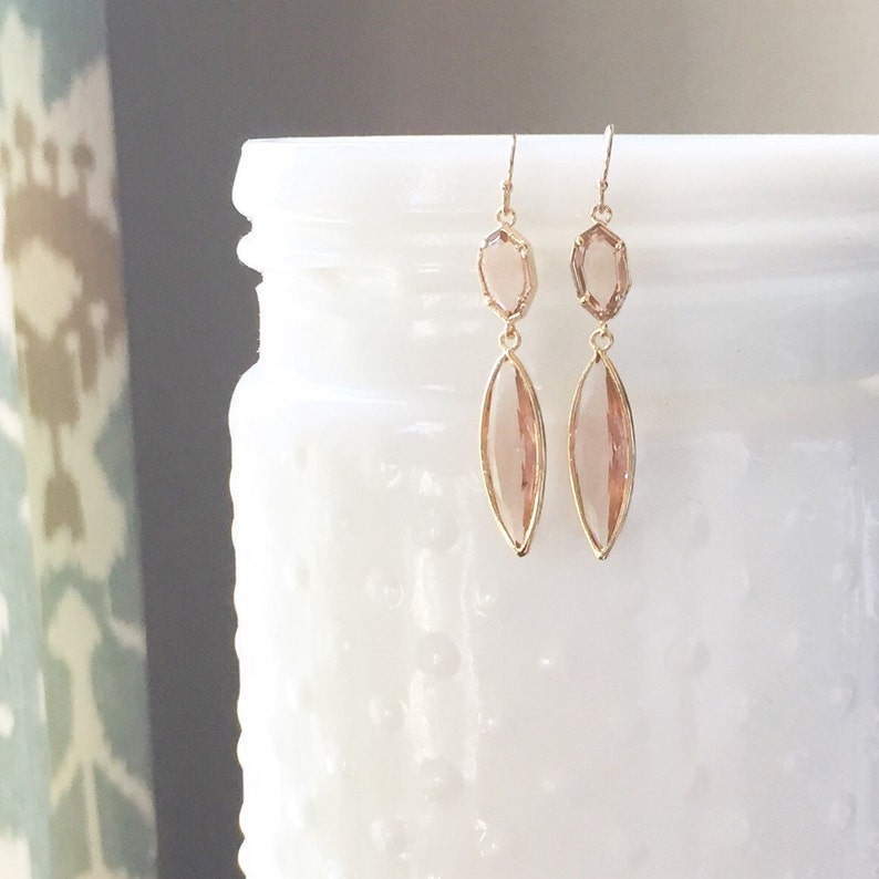 MAXWELL Blush Stone Earrings Peach Stone Dangle Earrings Etsy
