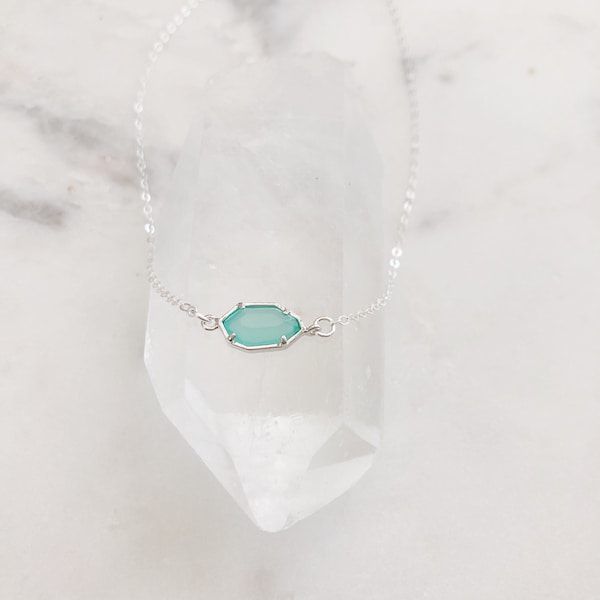 Dainty Stone Necklace, Stone Necklace, Sterling Silver Necklace, Dainty Gem Necklace, Crystal Pendant Necklace, Silver Necklace, CORA