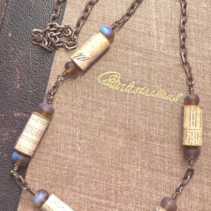 Script Bead Necklace Set with Amber Czech Glass Rondelles - Howard Thurman Collection (HT-04)