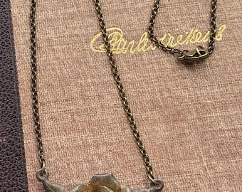 Vintage Bronze Rose and Cranberry Freshwater Pearl Necklace (42-DK)