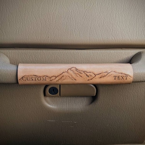 Handmade Tooled Leather Grab Bar Cover Personalized Text