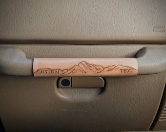 Handmade Tooled Leather Grab Bar Cover Personalized Text