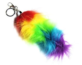 Gay Pride Fox Tail Faux Fur 6 Inch
