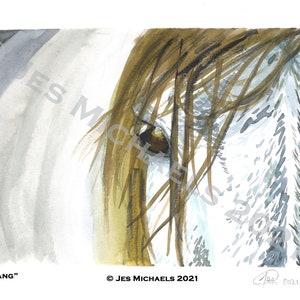 Watercolor Painting Digital Print of Mustang Horse