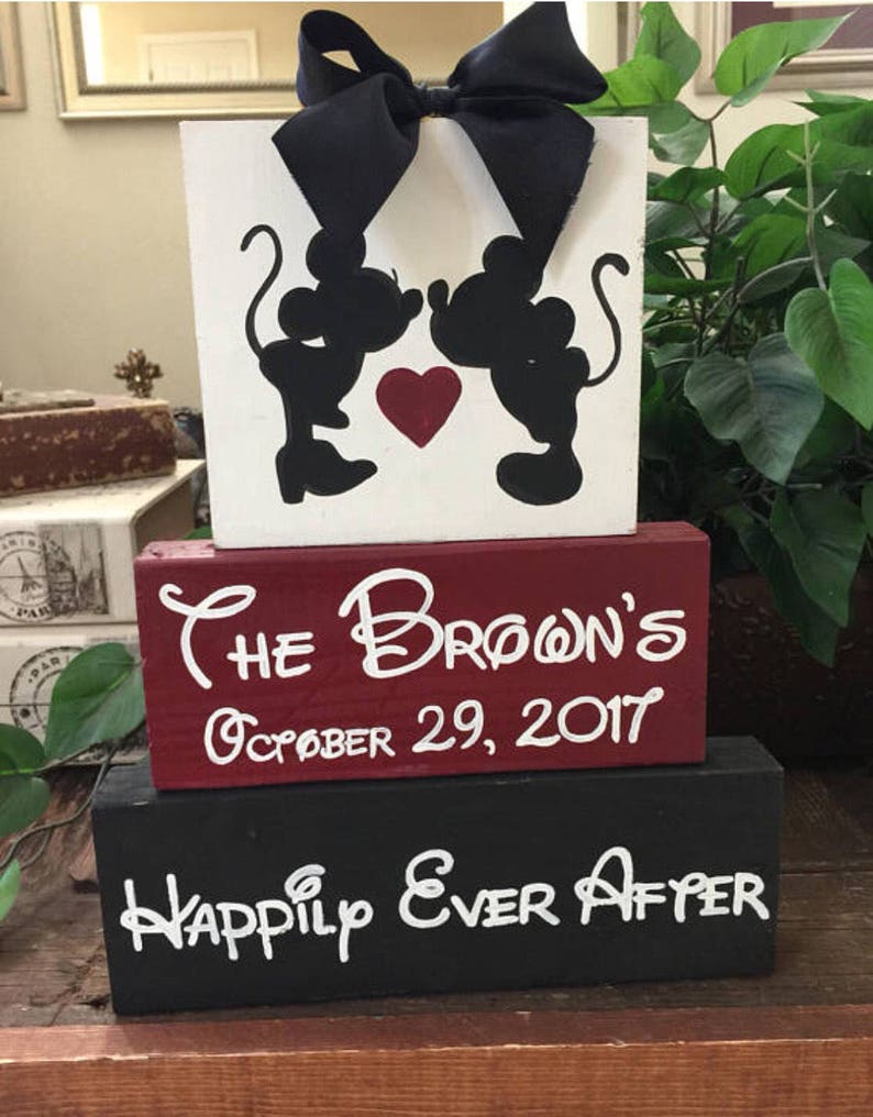 Personalized Mickey Minnie Mouse Disney Themed Wood Blocks Etsy