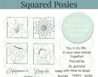 Digital Stamp Set, Instant Download, printable stamps, line art