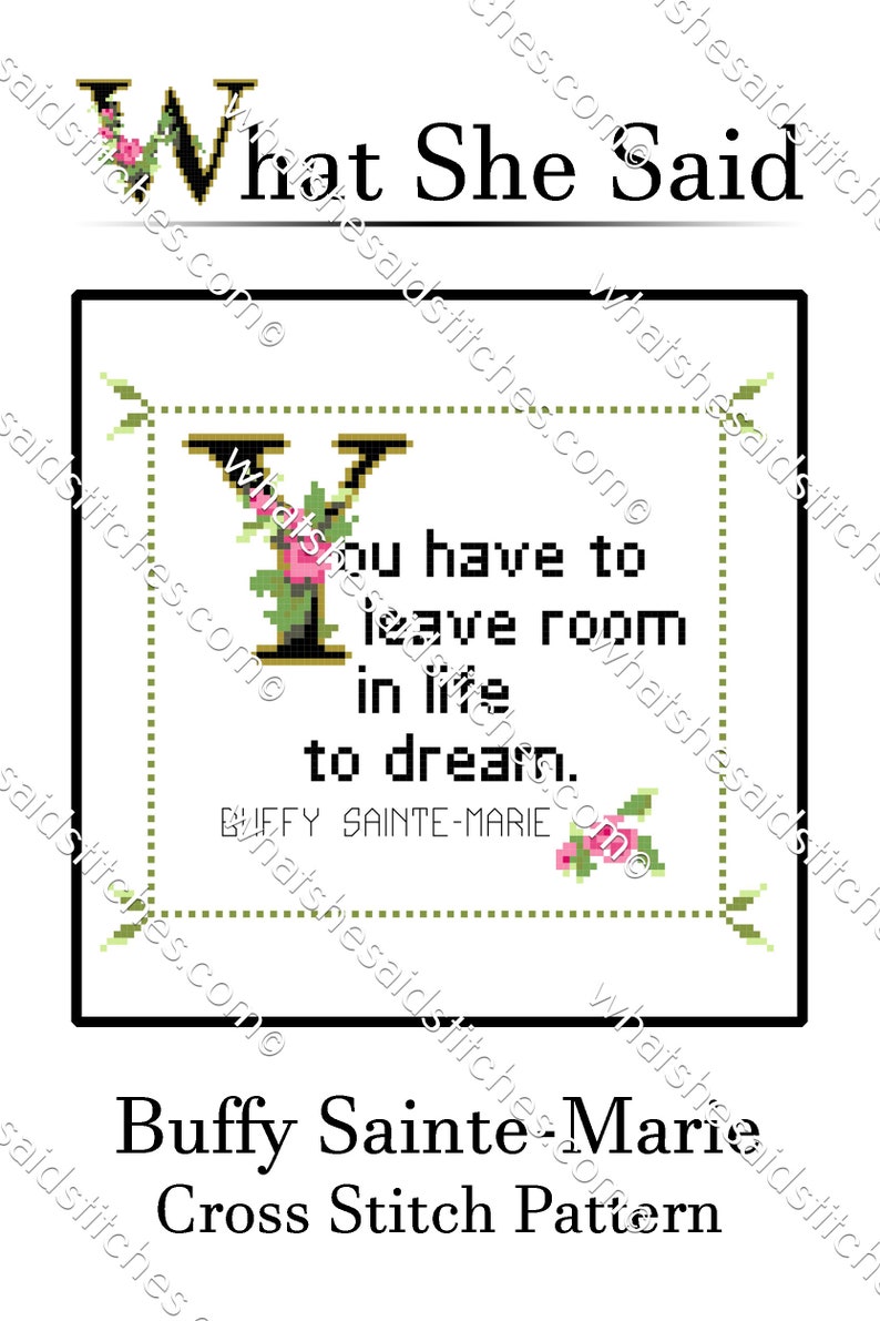 Buffy Sainte-Marie Quote Easy Cross Stitch Pattern: You have to leave room to dream. Instant PDF Download image 1