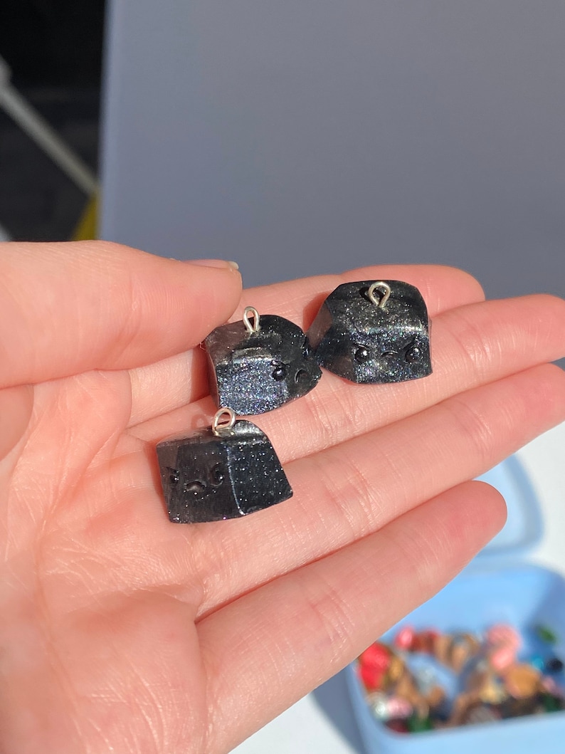 Tiny Christmas Coal Charms Polymer Clay Coal Stitch Marker Charm
