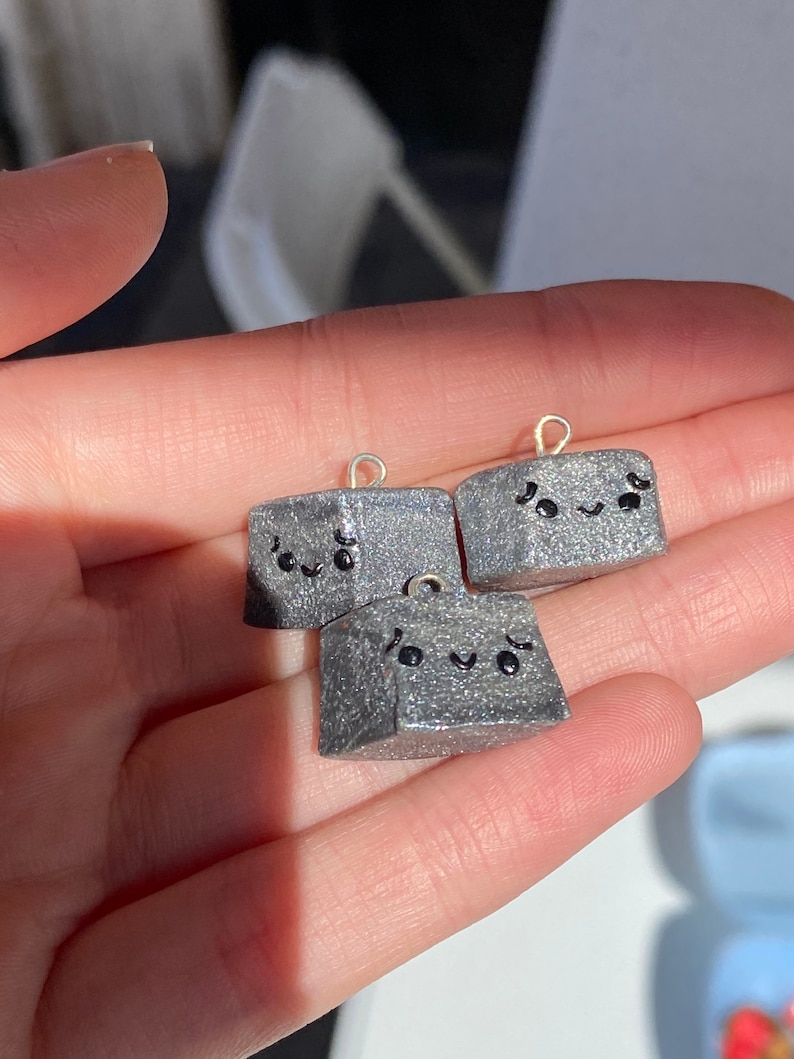 Tiny Christmas Coal Charms Polymer Clay Coal Stitch Marker Charm
