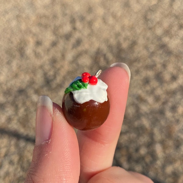 Christmas Pudding Charm Polymer Clay Christmas Pudding