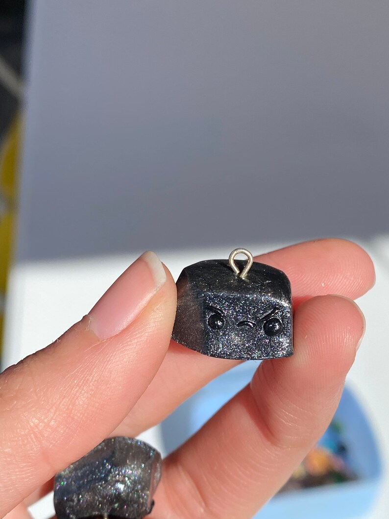 Tiny Christmas Coal Charms Polymer Clay Coal Stitch Marker Charm