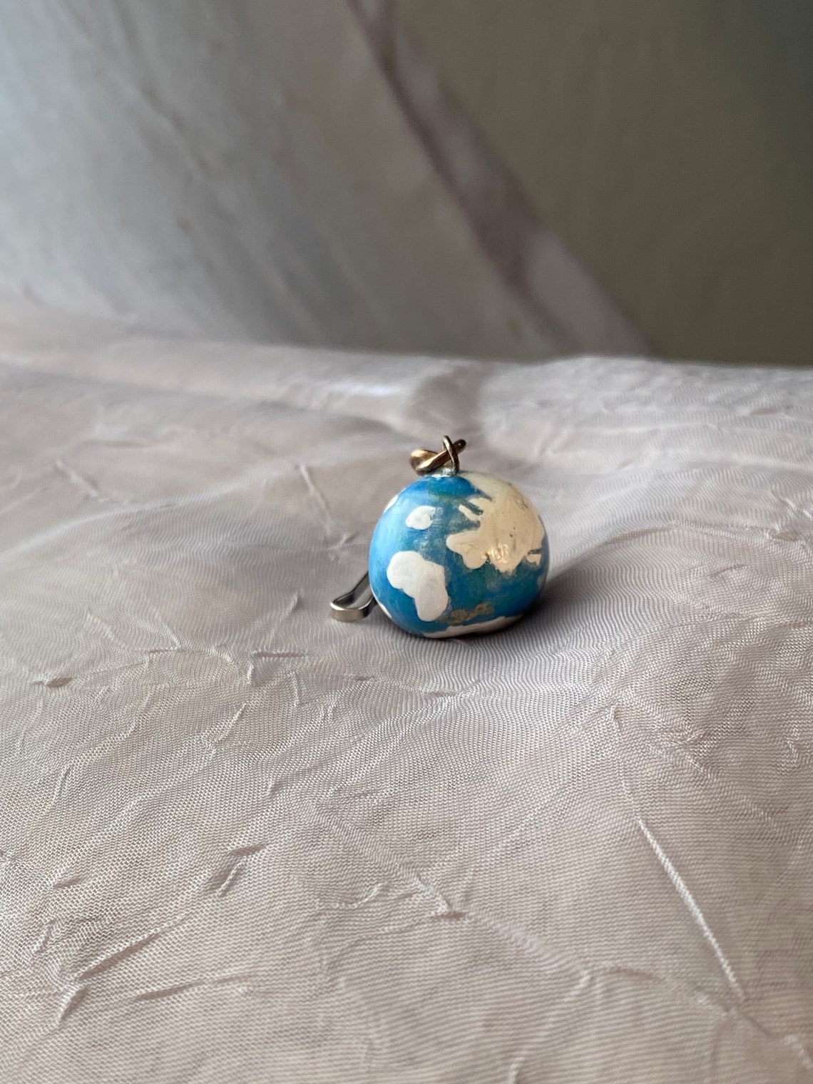 Earth Globe Polymer Clay Charm Handmade Keychain Etsy