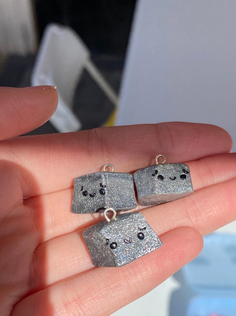 Tiny Christmas Coal Charms Polymer Clay Coal Stitch Marker Charm