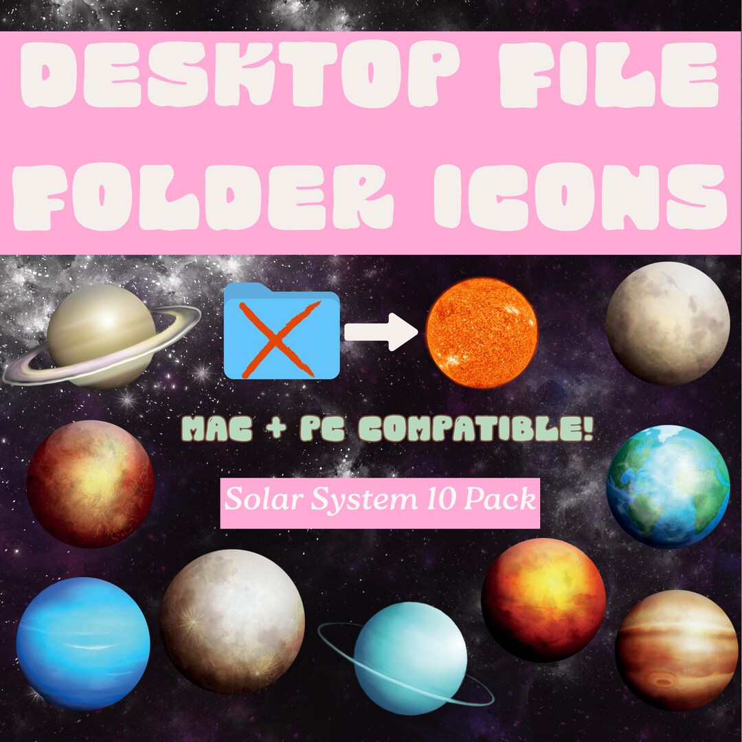 Solar System Desktop Icons: Galaxy Theme for Mac & PC (digital Download ...