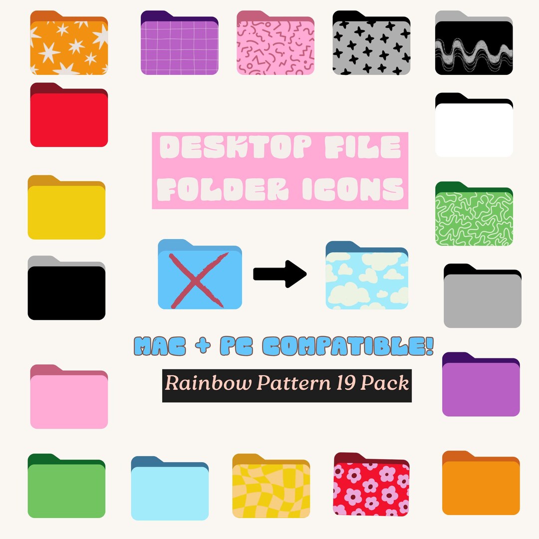 Rainbow Desktop Folder Icon Bundle: Mac + PC Custom Organization - Etsy UK