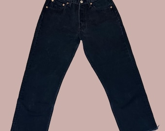 Vintage Levi's 501 Black Women's Straight-Leg Jeans Size 28