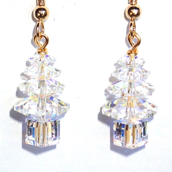 CHRISTMAS TREE Earrings handmade with Swarovski Crystals