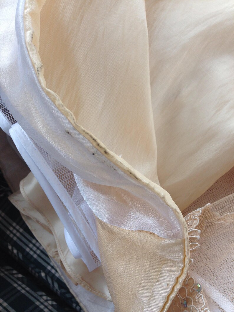 60's Tea Stain Beige Wedding Dress Large | Etsy