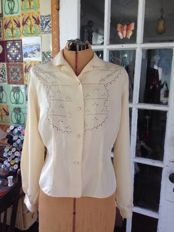 30's ivory silk blouse