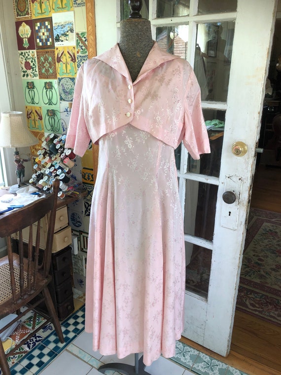 40's Large rayon acetate pink formal cocktail dres