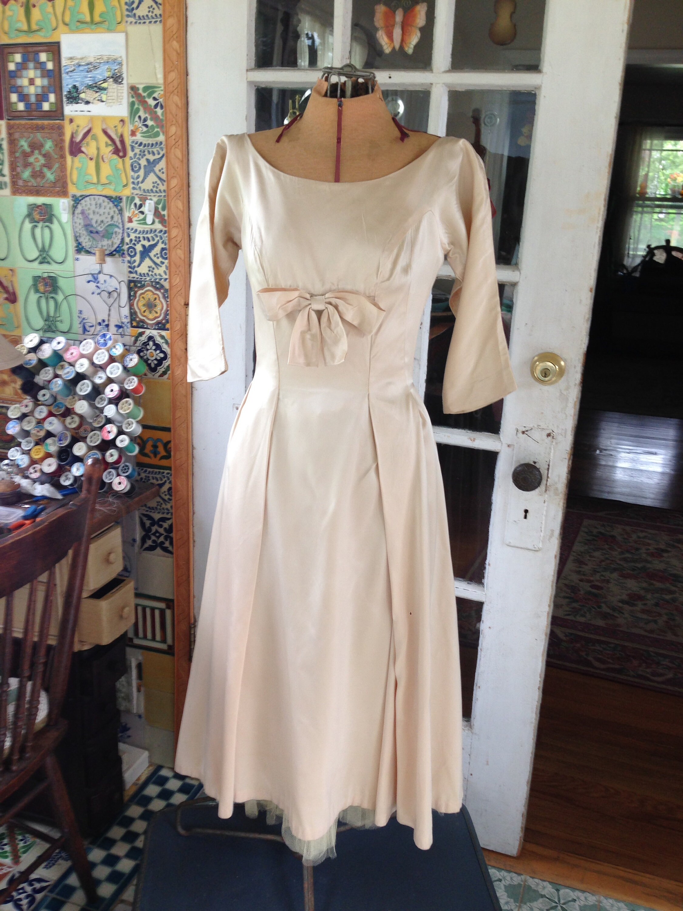 Ivory Satin Cocktail Dress