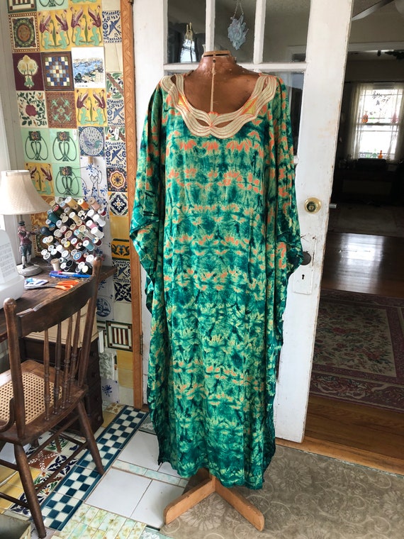 vintage mud cloth cotton gauze caftan
