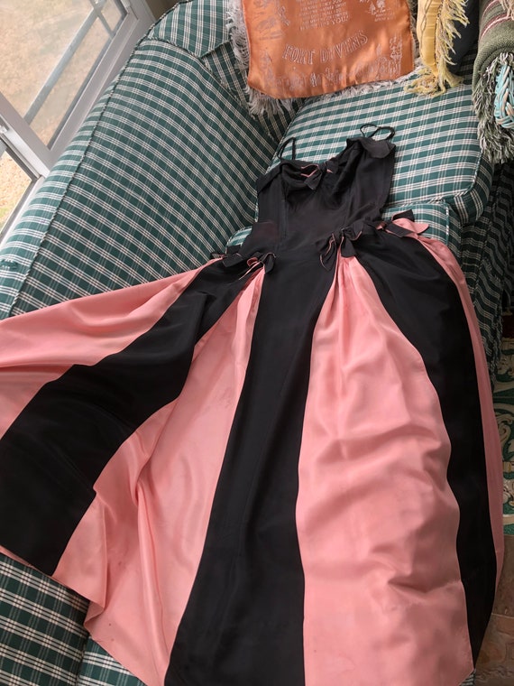30's black and blush taffeta princess gown