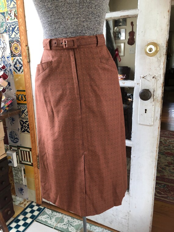 40's russet brown gabardine pencil skirt