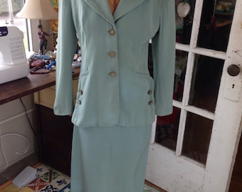 40's rayon gabardine skirt suit