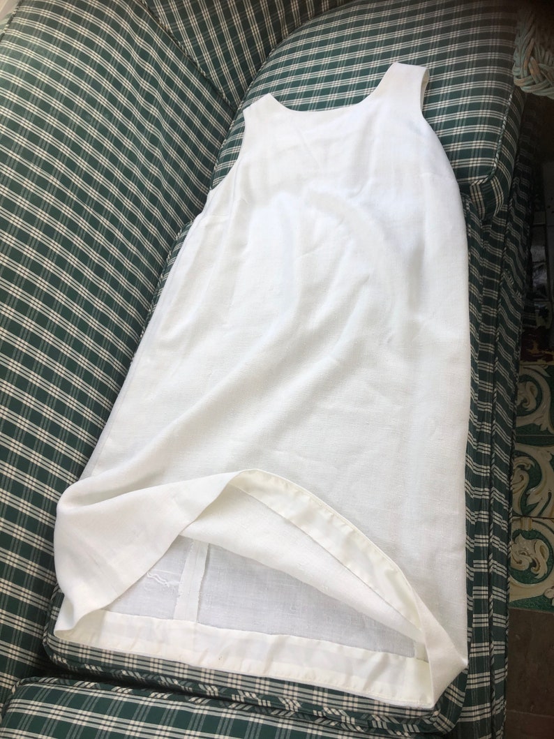 60/'s white linen shift and crocheted cover up