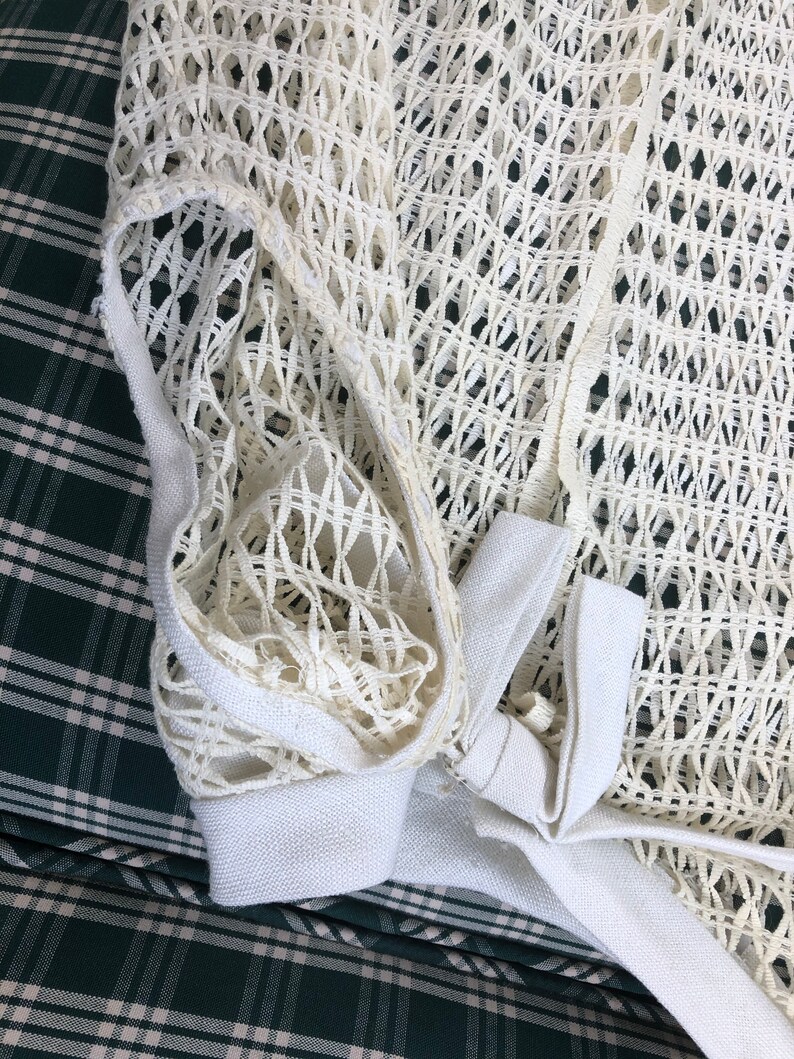 60/'s white linen shift and crocheted cover up