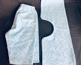 0-3 Months Flannel Pants and Matching Contoured Burp cloth in Light Blue with Little Stars