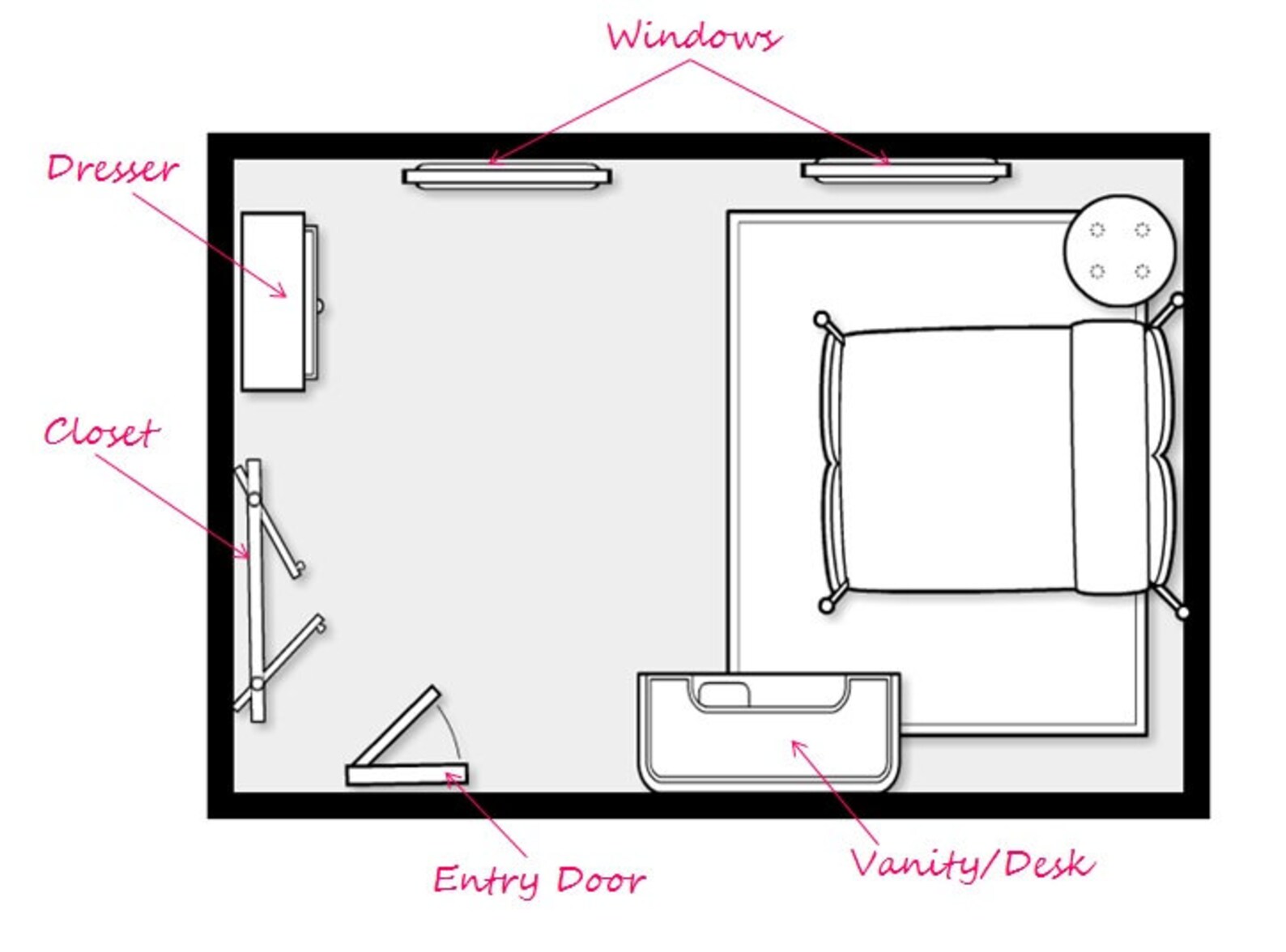 Furniture Layout Suggestion for One Room (i.e. a Living Room, Bedroom