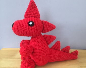 Crochet Welsh Dragon Toy: Acrylic Yarn Toddler Playmate, crocheted toys
