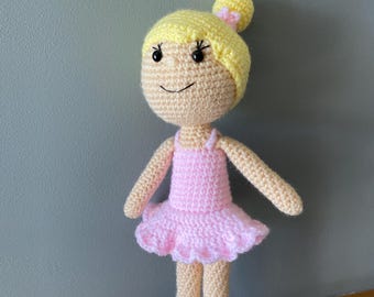 Crochet ballerina doll, dancer doll, made to order, crocheted toys