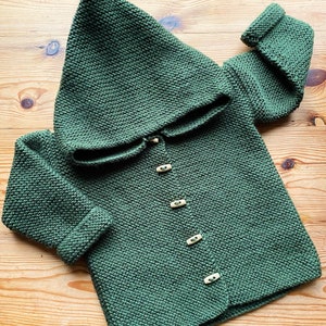 Hand knitted hooded jacket, knitted baby jacket, made to order. image 6