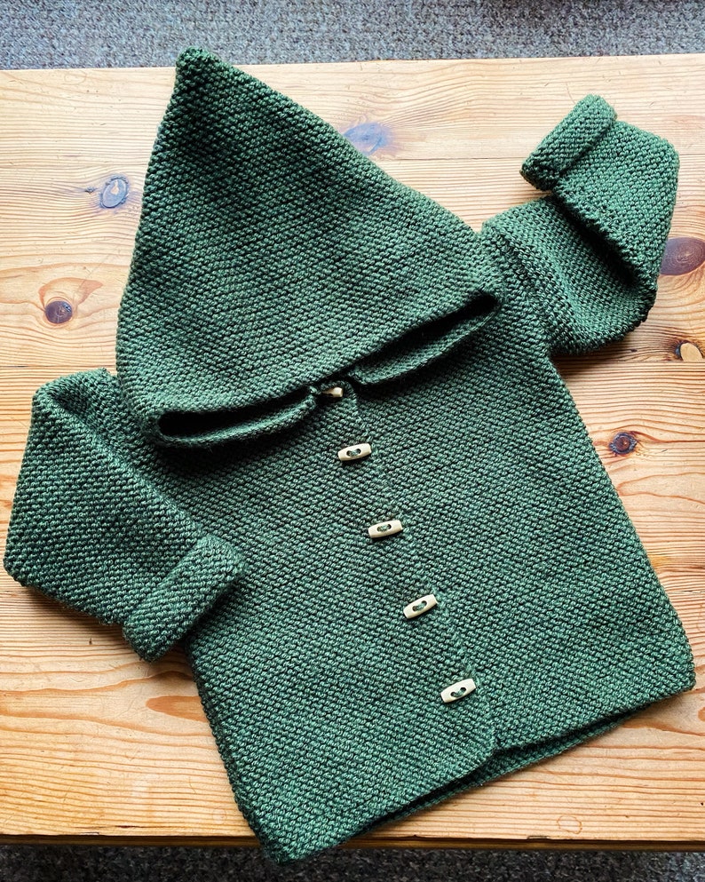 Hand knitted hooded jacket, knitted baby jacket, made to order. image 6