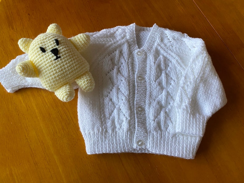 Baby cardigan, made to order, hand knit baby sweater image 2